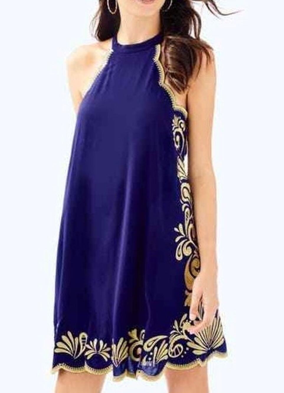 Lilly Pulitzer Quinn Dress in True Navy Gypset Swirl Sz Small